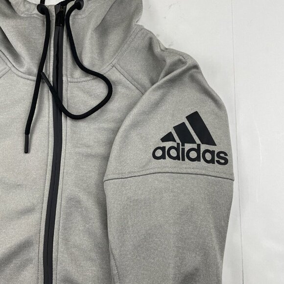 Adidas Full Zip Hoodie Sweatshirt Jacket Women’s Small Gray Thumb Holes Pockets - Picture 9 of 11